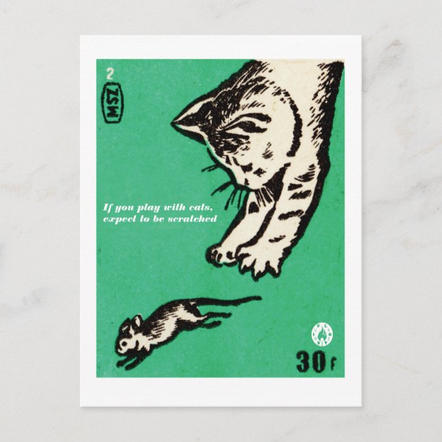 "Wenn du mit Katzen spielst, erwarte, dass du gekr Postkarte (Vorderseite)