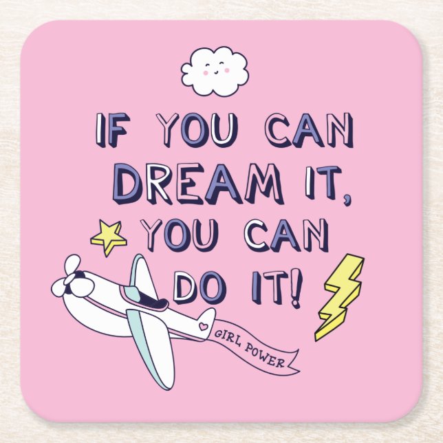 Wenn du träumst, kannst du es tun rechteckiger pappuntersetzer (Vorderseite)