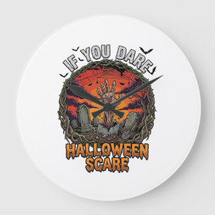 Wenn du wagst Halloween Angst Zombie Hand Grabstei Große Wanduhr