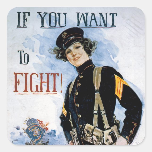 Wenn du Will zu kämpfen! ~ Join the Marines Quadratischer Aufkleber (Vorderseite)