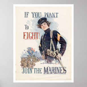 Wenn du zur Kämpfe Will, trete bei den Marines an Poster