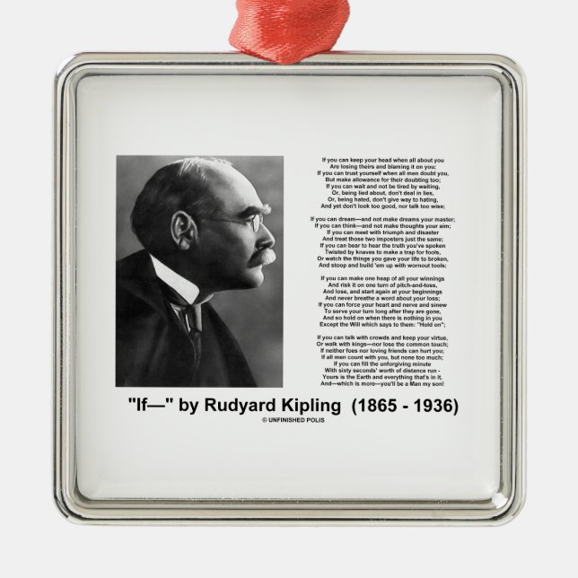 Wenn durch motivierend Rategedicht Rudyard Kipling Silbernes Ornament (Vorne)