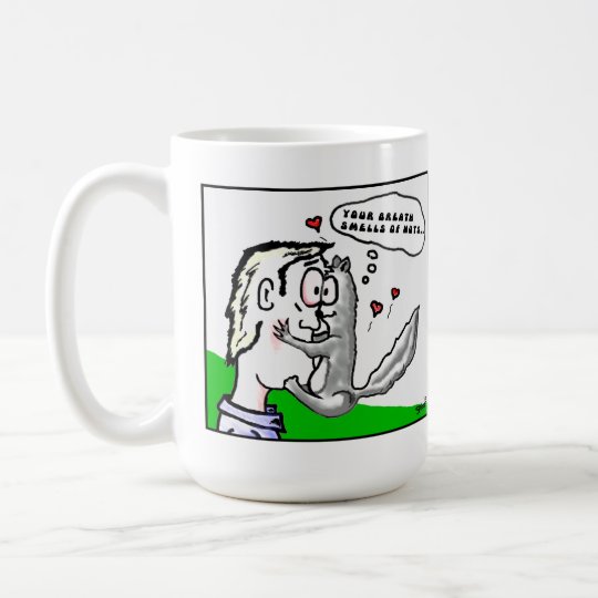 Wenn Eichhörnchen in Liebe-Karikatur fallen Kaffeetasse