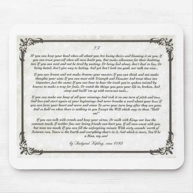 WENN ein inspirierendes Gedicht für junge Männer Mousepad (Vorne)