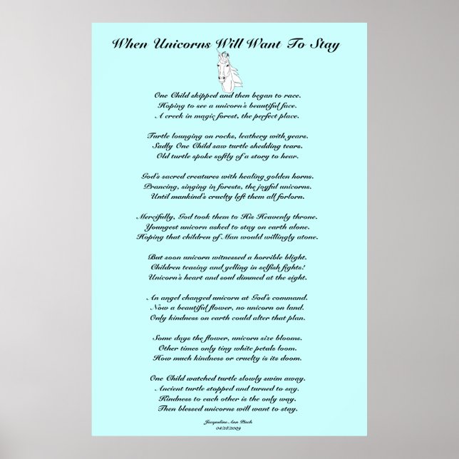 Wenn Einhörner... Kinder Poster (Vorne)