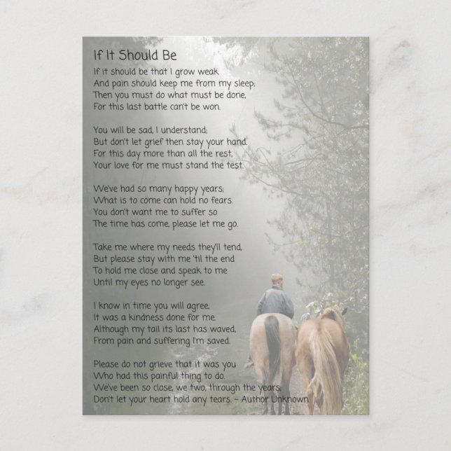 Wenn es ein Pet-Memorial Gedicht sein sollte Postkarte (Vorderseite)