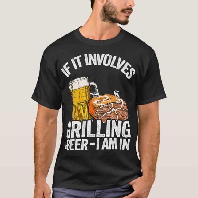 Wenn es Grillen & Bier Schweinefleisch Rub Vater G T-Shirt (Vorderseite)