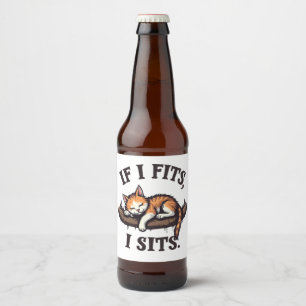 Wenn es passt, sitze ich lustige Schläfchen Katze Bierflaschenetikett