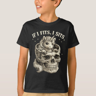 Wenn es passt, sitzt Einhorn Schädel Lustig Niedli T-Shirt