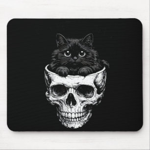 Wenn es passt sitzt schwarze Katzen-Schädel gothic Mousepad