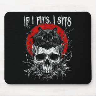 Wenn es passt sitzt schwarze Katzen-Schädel gothic Mousepad