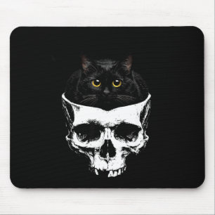 Wenn es passt sitzt schwarze Katzen-Schädel gothis Mousepad