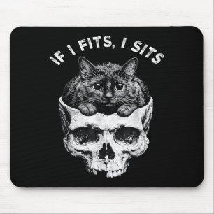 Wenn es passt, sitzt schwarze Katzen-Schädel-Minim Mousepad
