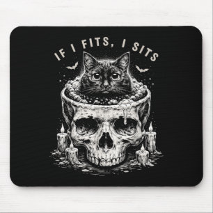 Wenn es passt, sitzt schwarze Katzen-Schädel-Minim Mousepad