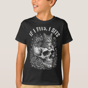 Wenn es passt sitzt schwarze Katzen-Schädel minima T-Shirt