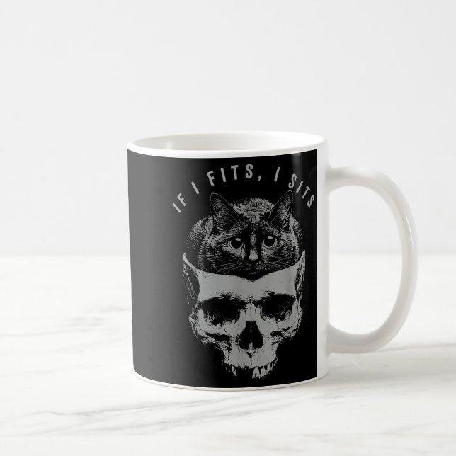 Wenn es passt, sitzt schwarzer Katzen-Schädel Mini Kaffeetasse (Rechts)