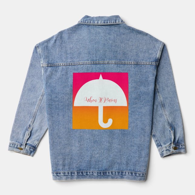 Wenn es Regenschirm-Logo Jeansjacke (Rückseite)