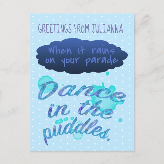 Wenn es regnet inspirierende Anregenziffer Postkarte (Vorderseite)
