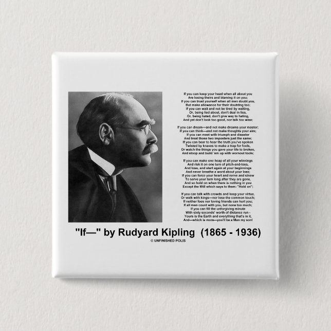 "Wenn" Gedicht durch Rudyard Kipling Button (Vorderseite)