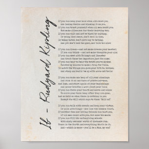 Wenn Gedicht von Rudyard Kipling - Literatur-Wandk Poster