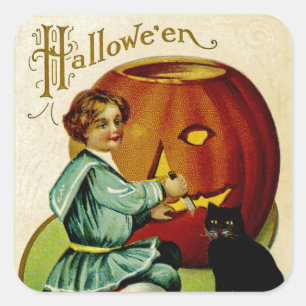 Wenn Hexen zu Halloween ablegen Quadratischer Aufkleber