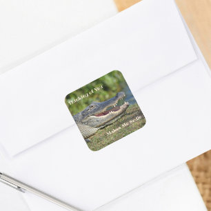 Wenn ich an dich denke, lächle ich dem Alligator Quadratischer Aufkleber