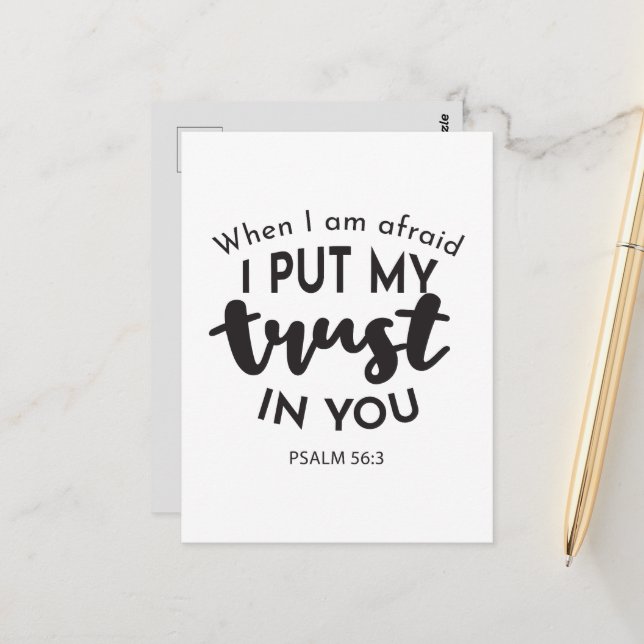 Wenn ich Angst habe, vertraue ich auf Ihre Zitate Postkarte (Vorderseite/Rückseite Beispiel)