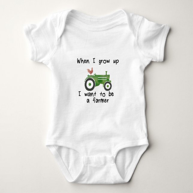 Wenn ich aufwachse, will ich, um ein Bauer zu sein Baby Strampler (Vorderseite)