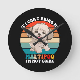 Wenn ich meinen Maltipoo-Hund nicht mitbringen kan Runde Wanduhr