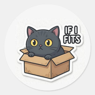 Wenn ich passe, sitze ich Katzenaufkleber Lustiges Runder Aufkleber