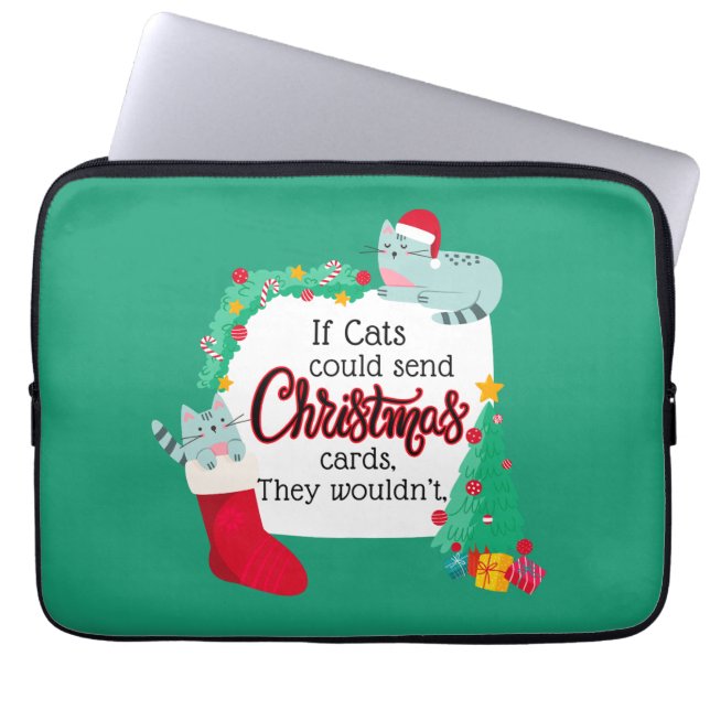 Wenn Katzen Weihnachtskarten schicken würden, würd Laptopschutzhülle (Vorderseite)