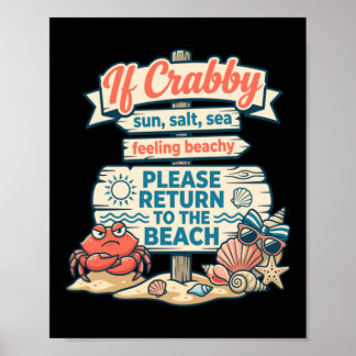 Wenn Krabby Zurück Zum Strand Funny Crab Grafik Poster