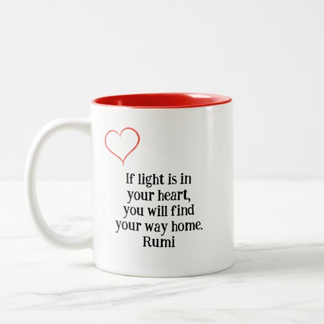 Wenn Licht in deinem Herzen ist - Rumi Zweifarbige Tasse (Links)