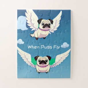 Wenn Mops Funny Puppies Cartoon in Sky