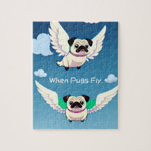 Wenn Mops Niedliche fliegende Welpen fliegen Carto