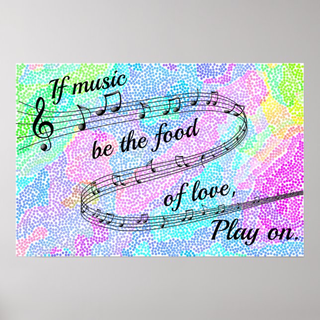 "Wenn Musik das Essen der Liebe ist" - Shakespeare Poster (Vorne)