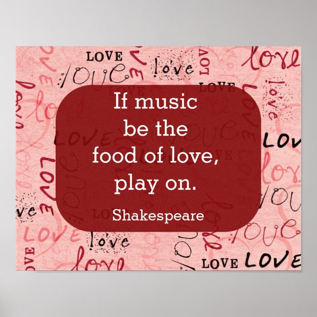 Wenn Musik das gastronomische Zitat-Shakespeare-An Poster (Vorne)