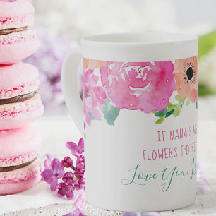 Wenn Nana Blume waren Gedicht Wasserfarben Floral Prozellantasse