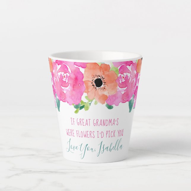 Wenn Oma's Blume Gedicht Hübschen Blumen Milchtasse (Vorderseite)
