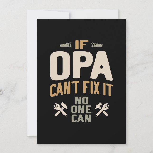Wenn Opa es nicht reparieren kann, kann niemand -  Dankeskarte (Vorderseite)