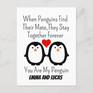 Wenn Pinguine ihren Mate finden, Bleibe sie zusamm Postkarte
