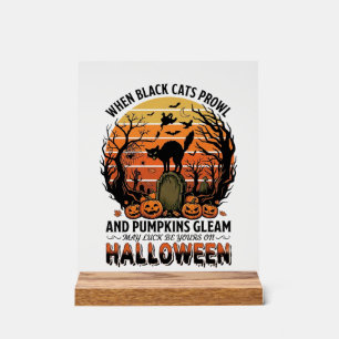Wenn schwarze Katzen an Halloween Katze Grabstein Acrylschild