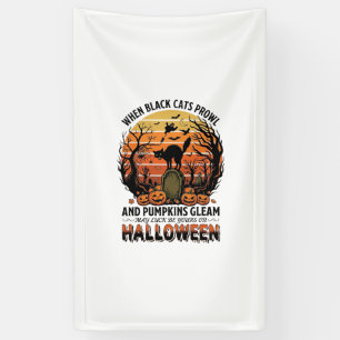 Wenn schwarze Katzen an Halloween Katze Grabstein Banner