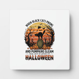 Wenn schwarze Katzen an Halloween Katze Grabstein Fotoplatte