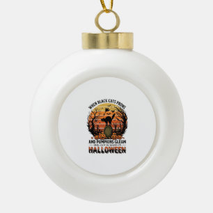 Wenn schwarze Katzen an Halloween Katze Grabstein Keramik Kugel-Ornament