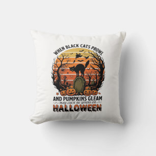Wenn schwarze Katzen an Halloween Katze Grabstein Kissen