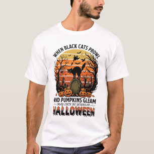 Wenn schwarze Katzen an Halloween Katze Grabstein T-Shirt