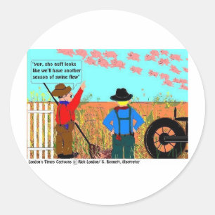 Wenn Schweine Flew Funny Cartoon Geschenke & Samml Runder Aufkleber