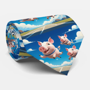 Wenn Schweine Fliegen Lustige Geflügelte Schweine Krawatte