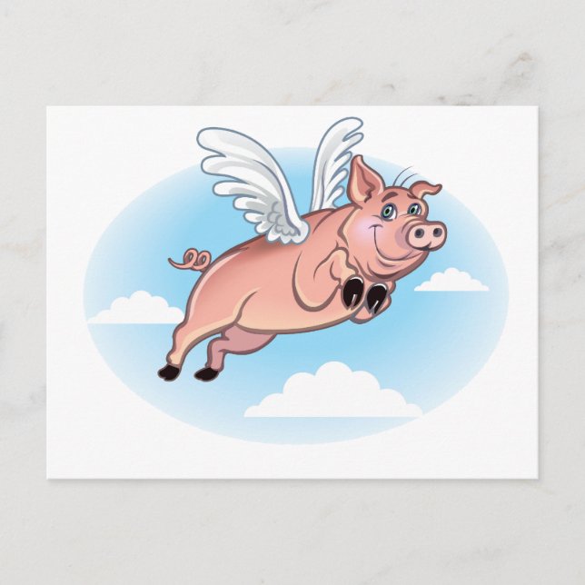 Wenn Schweine fliegen, passiert Spaß Postkarte (Vorderseite)